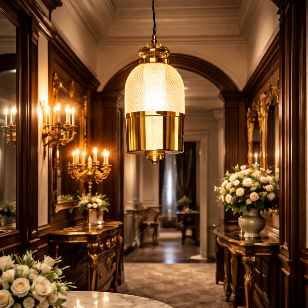 Luxury Gold Textured Glass Pendant Light