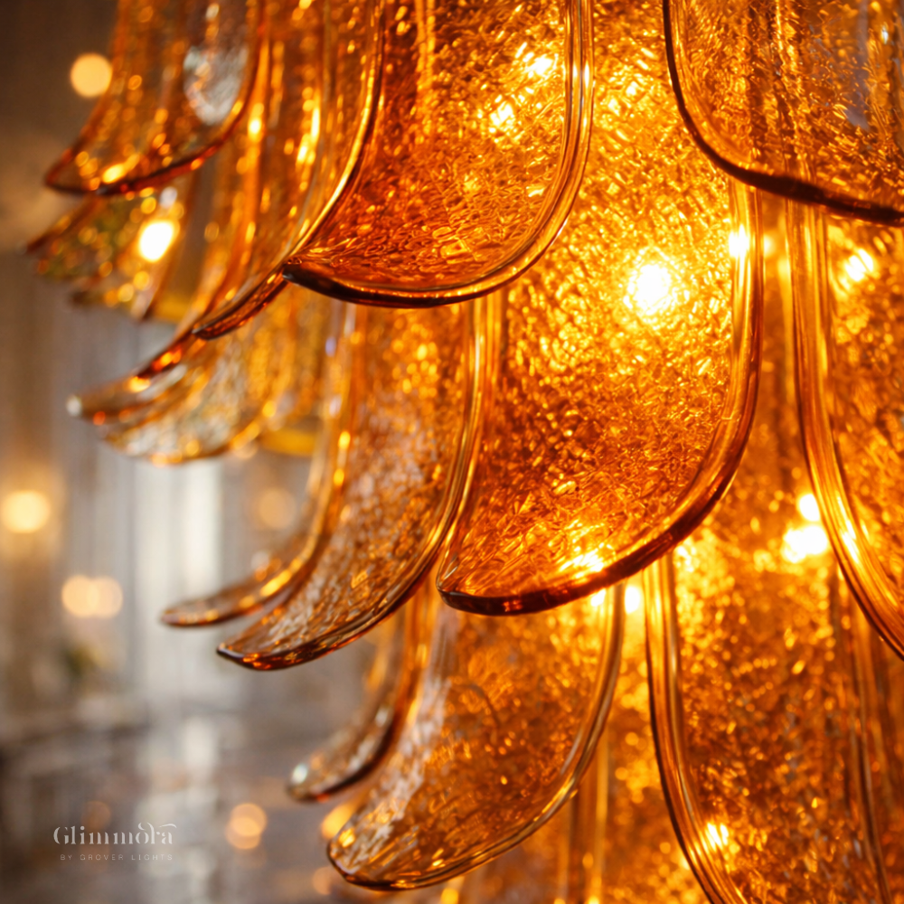 Amber Glass Cascade Chandelier 600MM