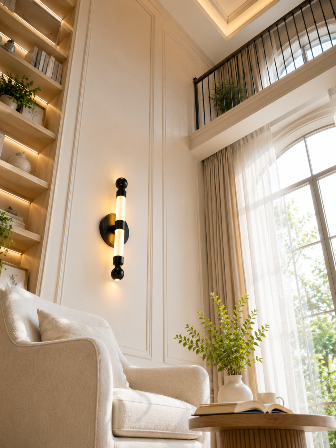 Modern Gold/Black Crystal LED Wall Light for Bedroom & Living Room