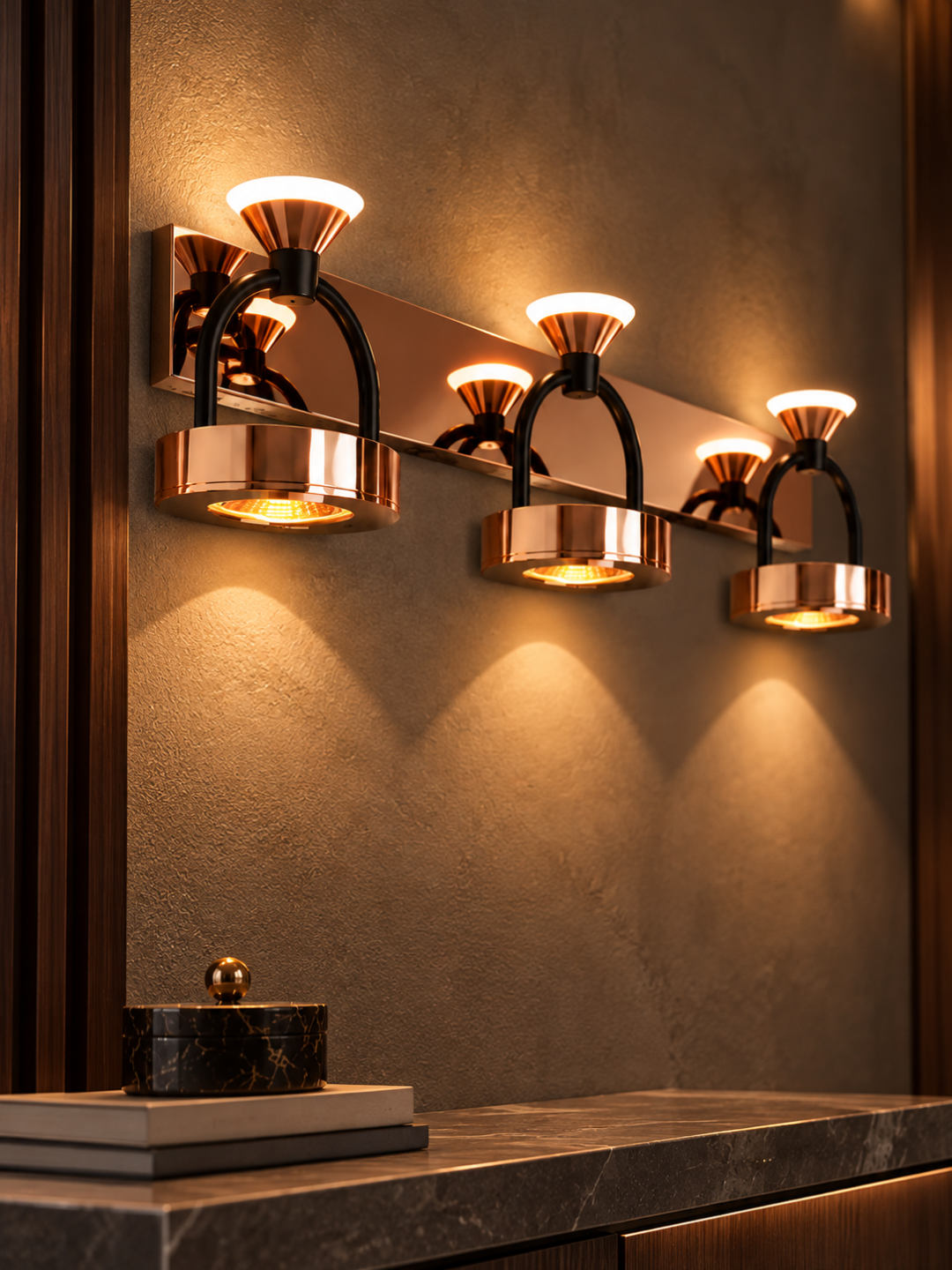 Rose Gold 3-Light Up & Down Wall Lamp