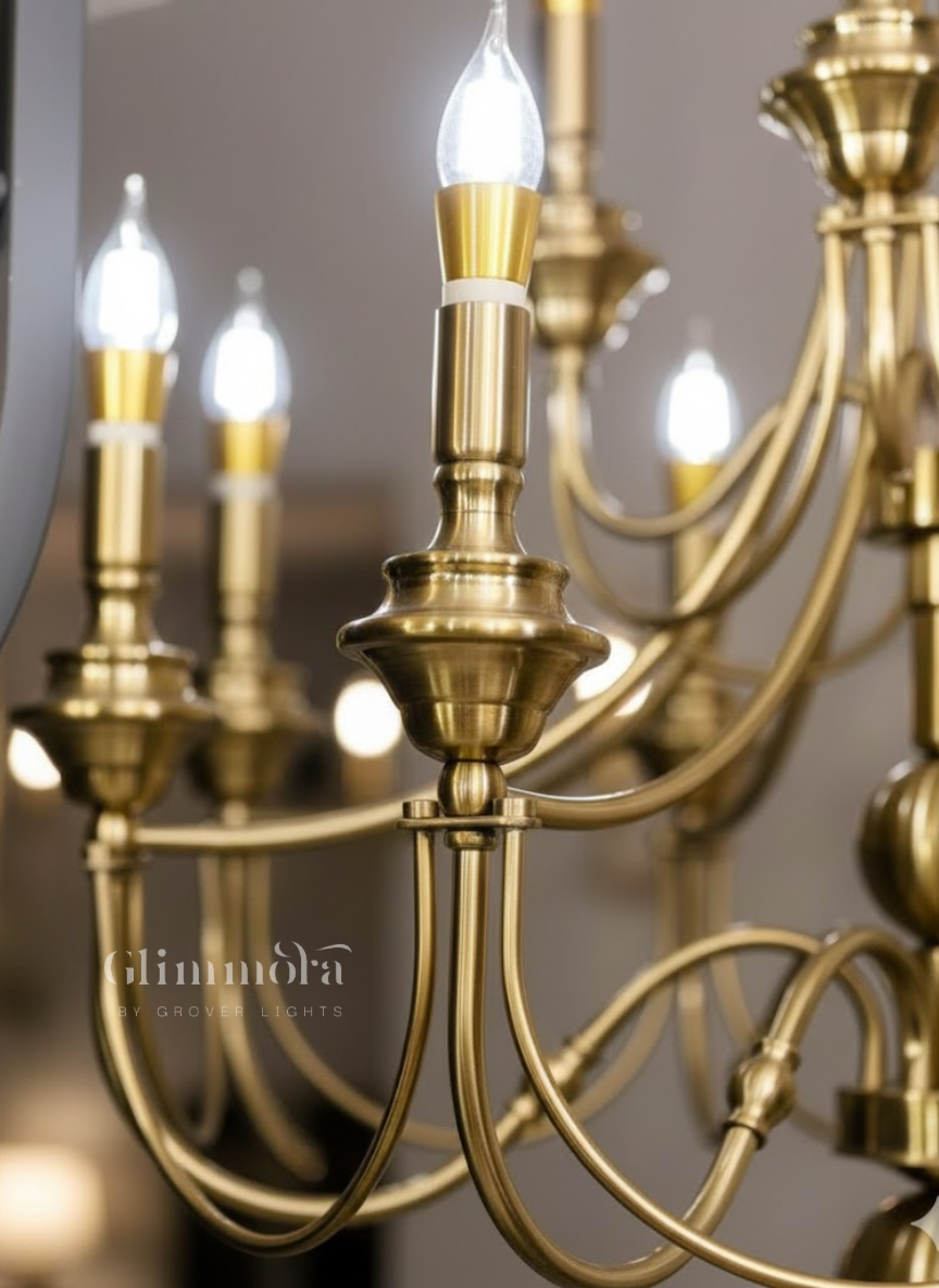 12-Light Antique Metal Chandelier
