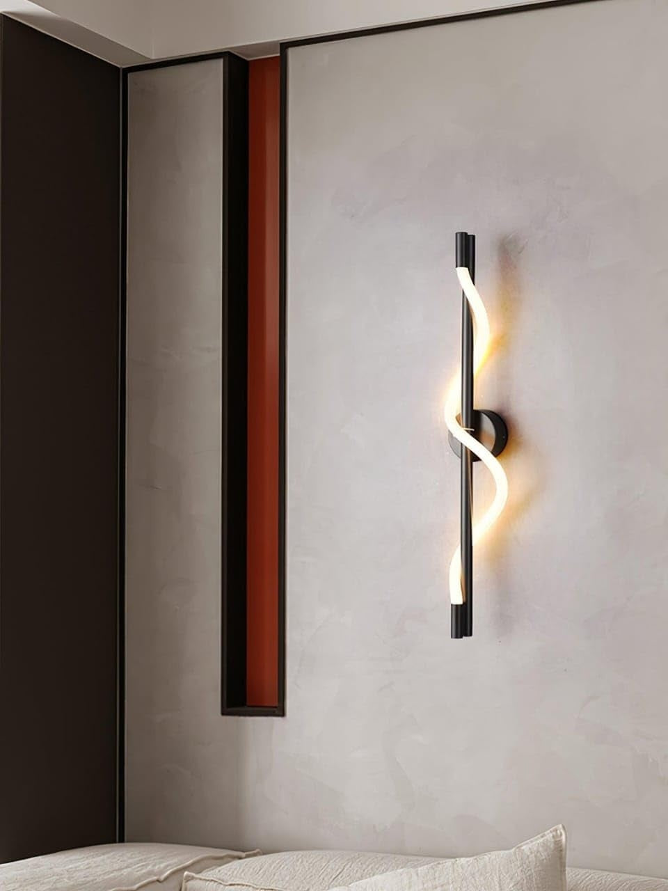 Modern Black Twisted Acrylic Tube Wall Light