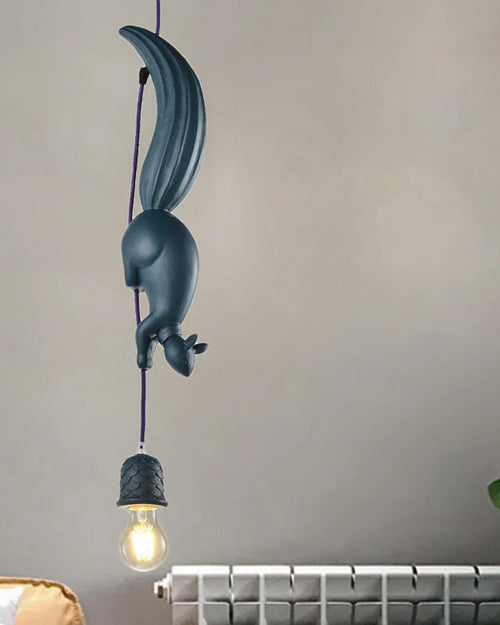 Acorn Squirrel Pendant Light - Blue