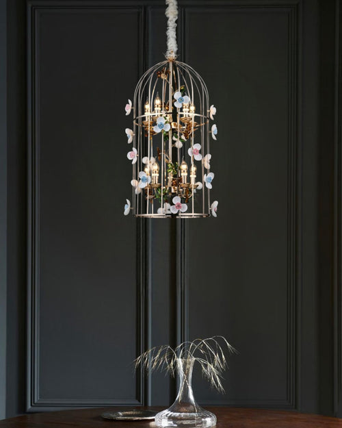 Birdcage Floral Pendant Light - 10 Bulbs