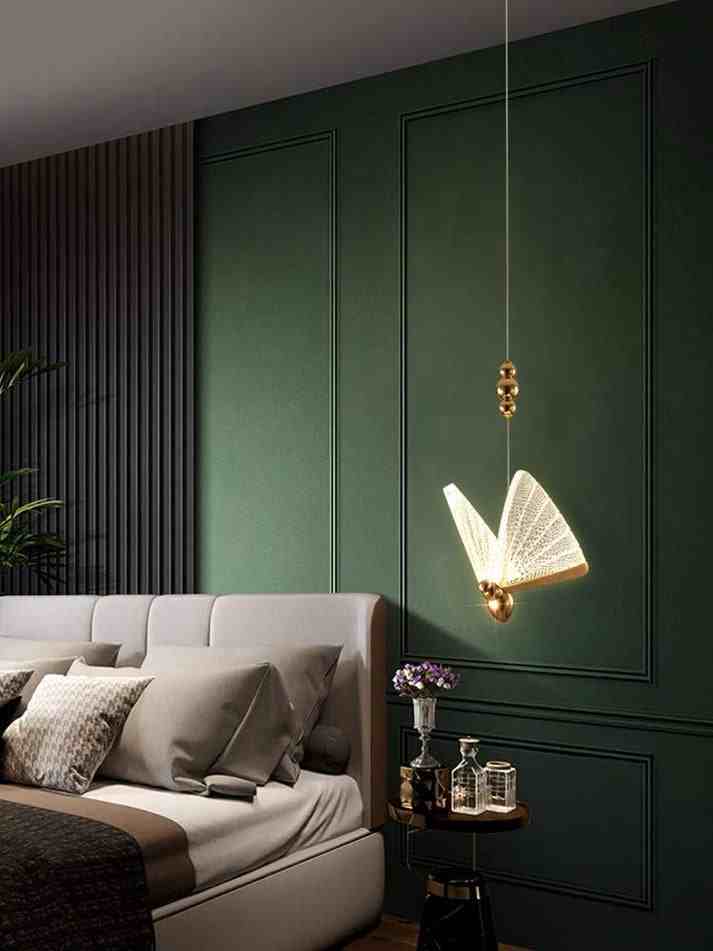 Gold Butterfly Bedside Hanging Pendant Light