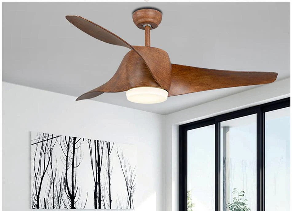Ceiling Fan With Lights And Remote Control In Walnut Finish