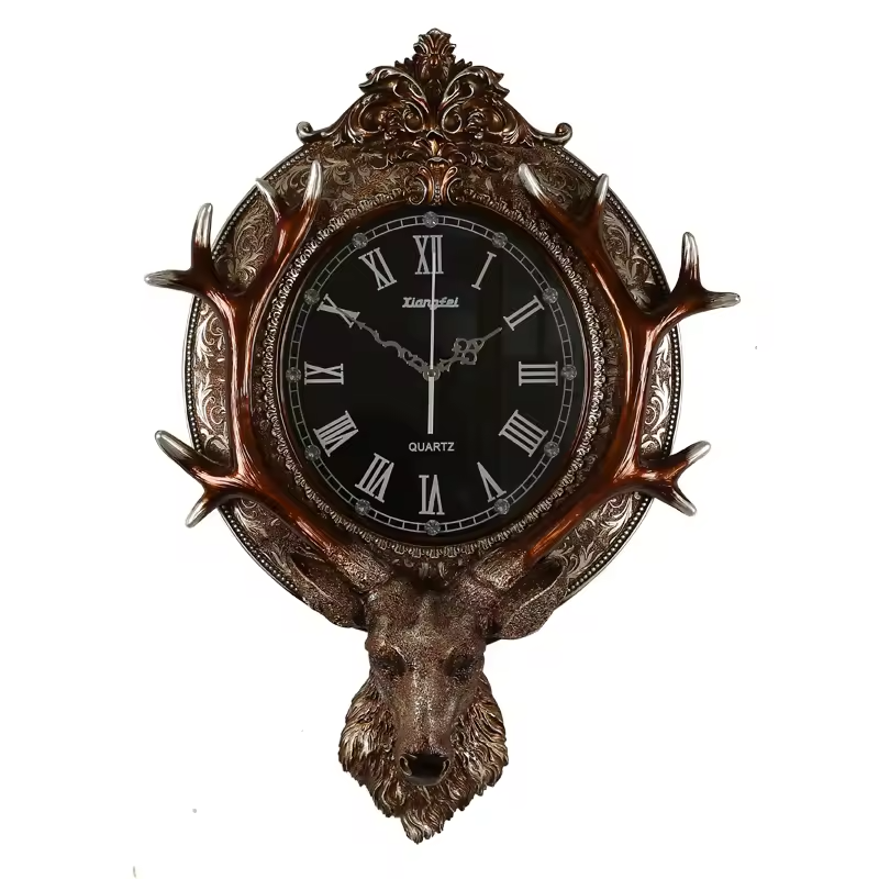 American deer head lucky wall clock