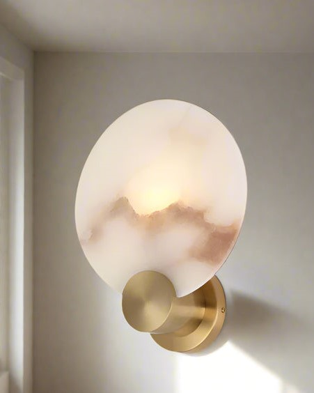 Marble Shade Brass Wall Sconce