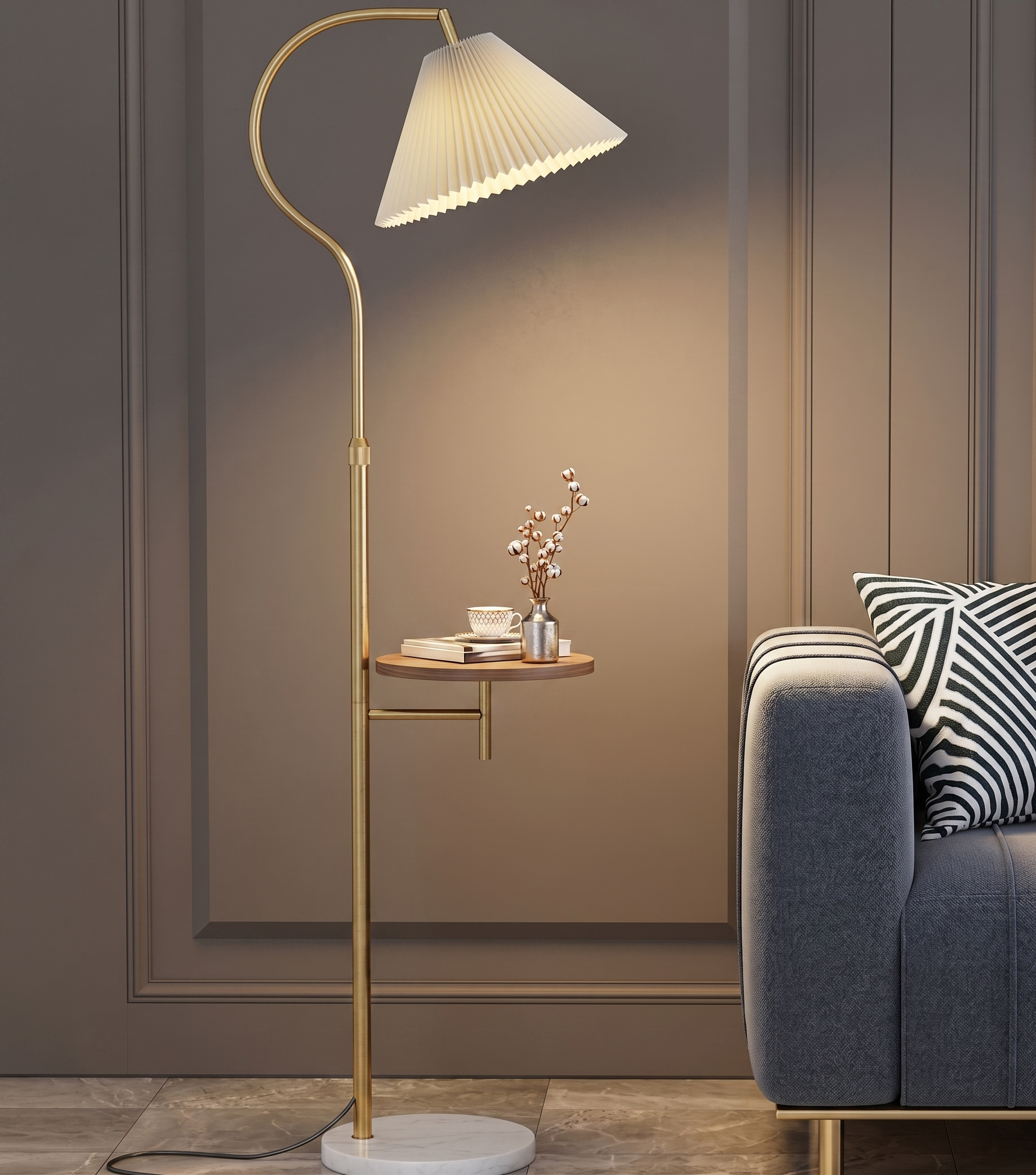 Pleated Poetry (Gold) Floor Lamp