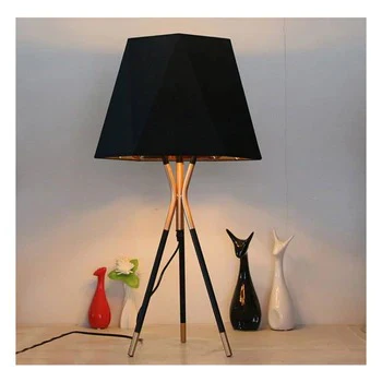 Black Fabric Shade Golden Table Lamp