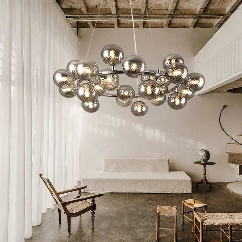 Light Silver Glass Chandelier Lights
