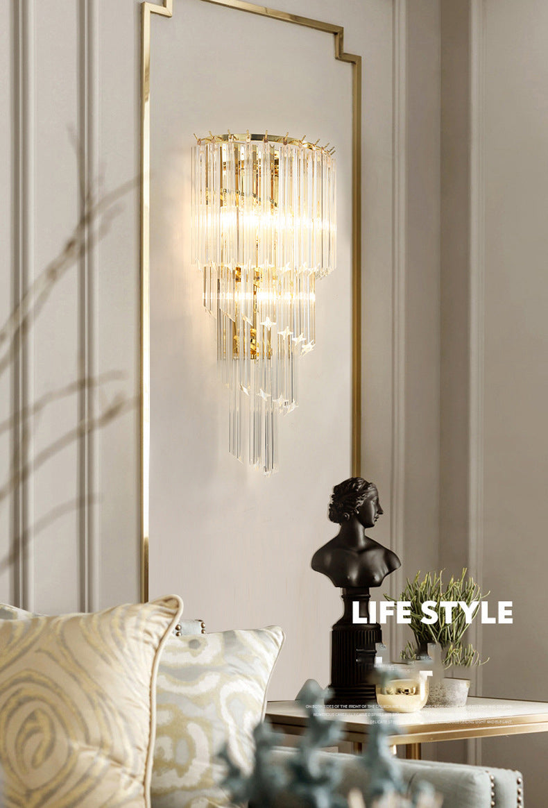 Triple Layer with Air: Crystal (Gold) Wall Light