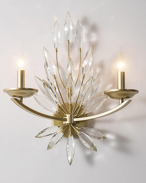 Crystal Glass Brass Bracket Wall Light