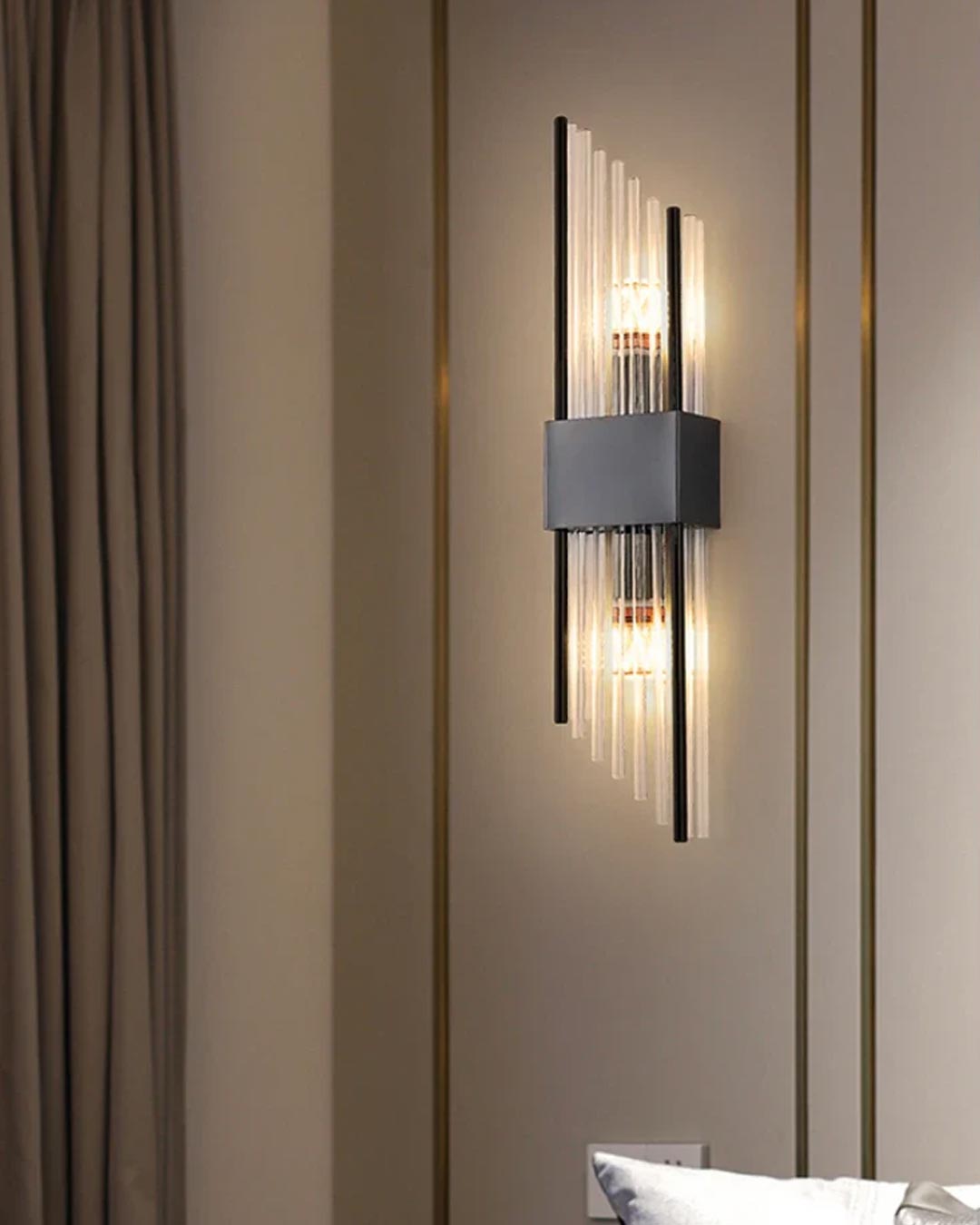 Crystal Parallelogram Wall Sconce - Black