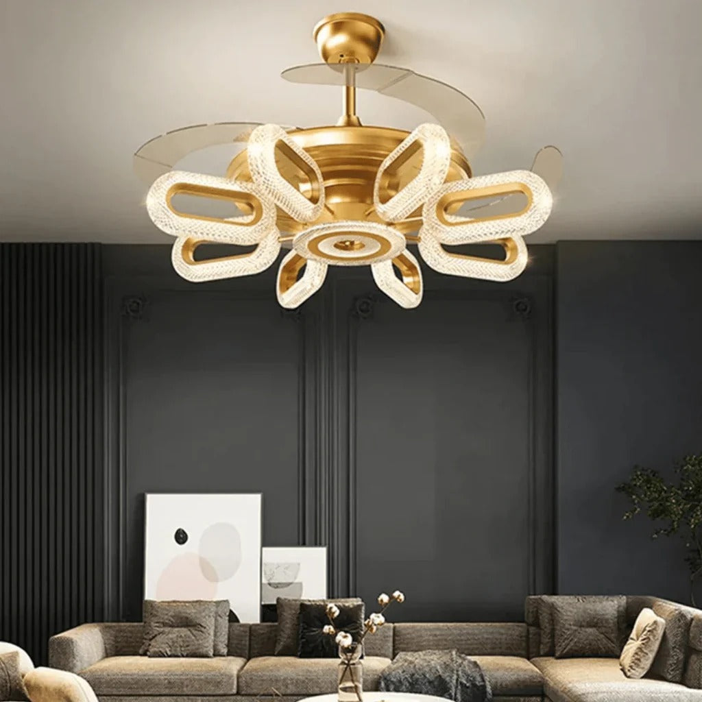 Crystal Wormhole Chandelier Ceiling Fan