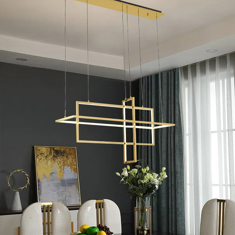 Rectangular Ring Brass Gold Chandelier