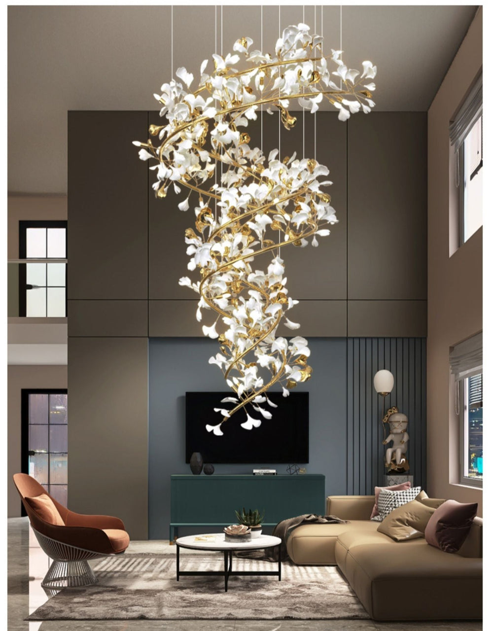 Kew Tree Companion Chandelier (Completely Ceramic)