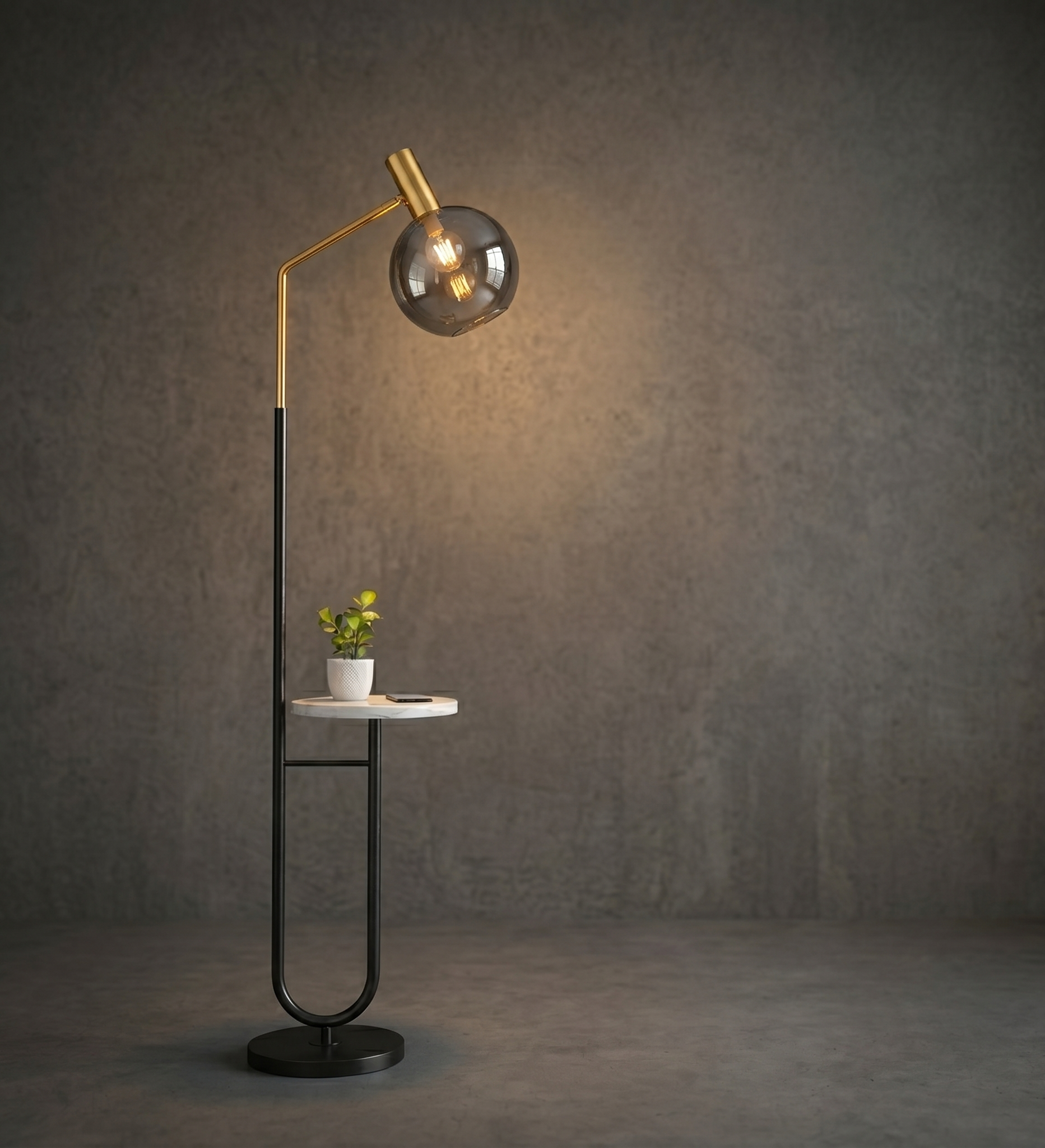 Nova Curve (Glass, Smoke) Floor Lamp