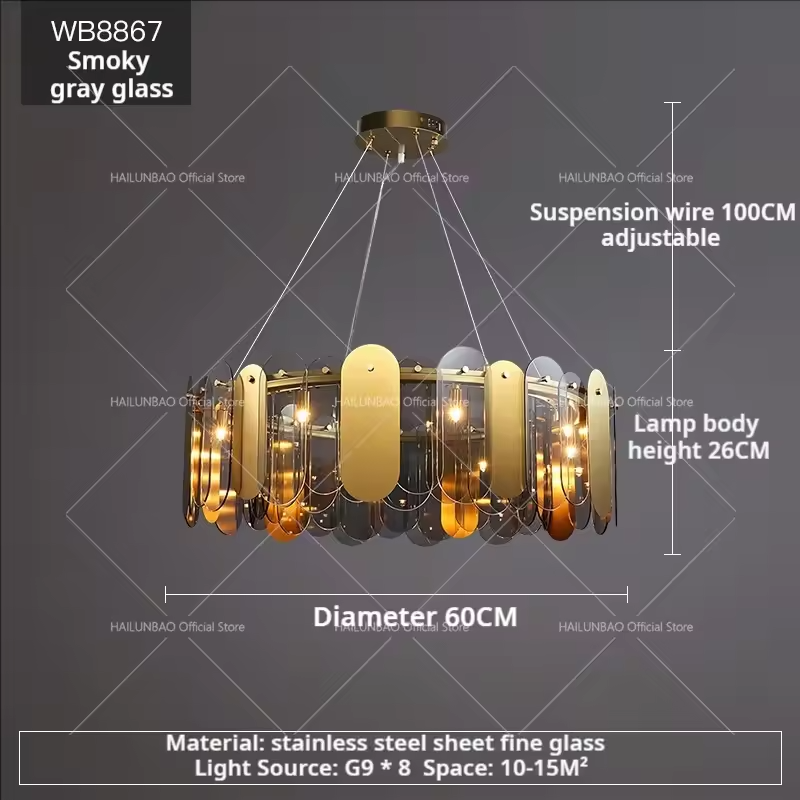 Dusk and Dazzle (Smokey, Gold) LED Chandelier