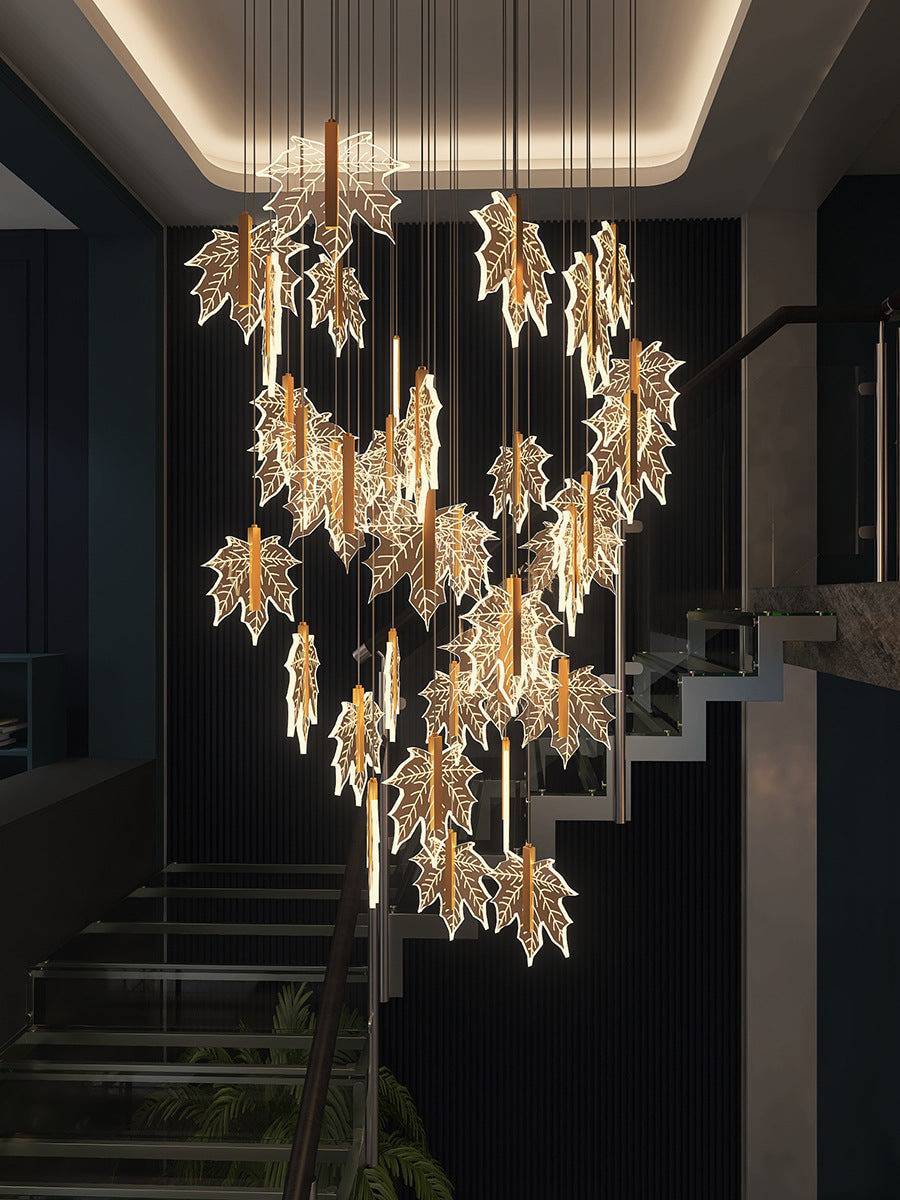 Radiant Leaf Staircase Glow Chandelier