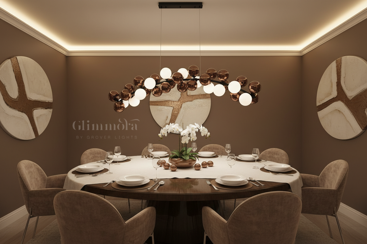 Dancing Echoes (Rose Gold, White, 30-Head) Glass Chandelier