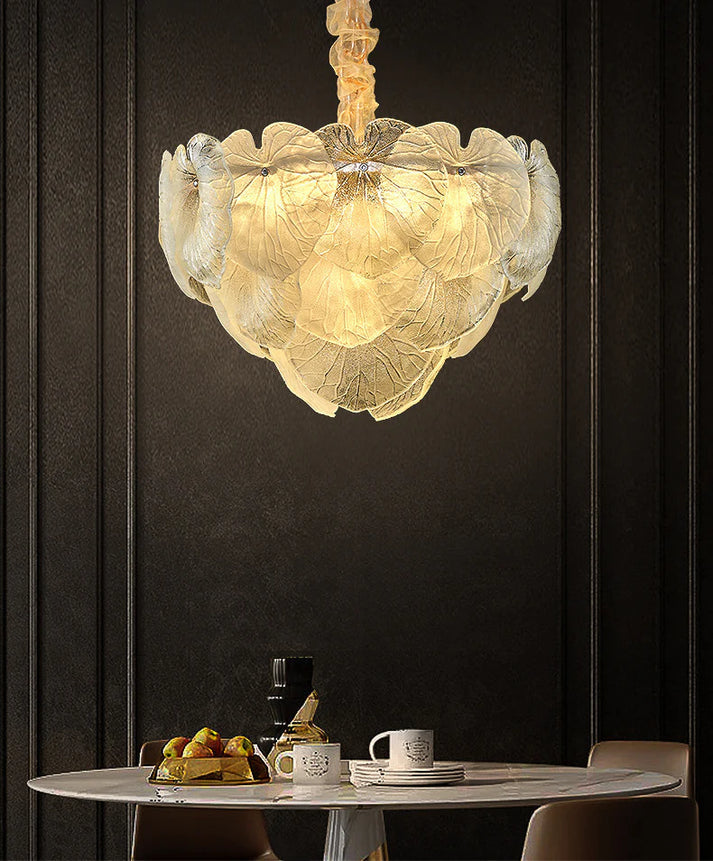 Gold Metal White Glass Led Chandelier