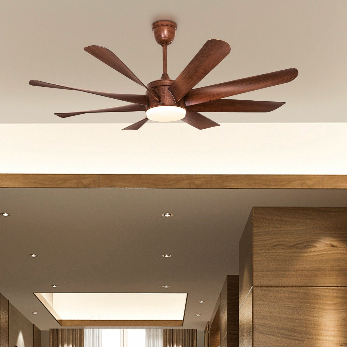 Wood Finish Metal Body Remote Control Ceiling Fan
