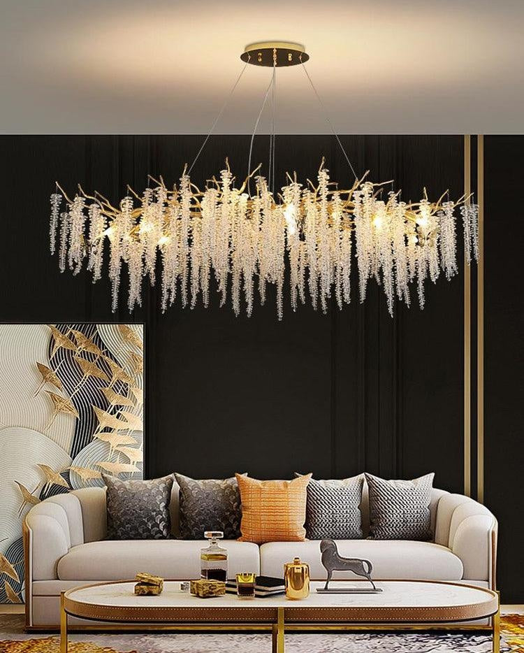 1600mm Long Golden Long Drop Crystal Chandelier