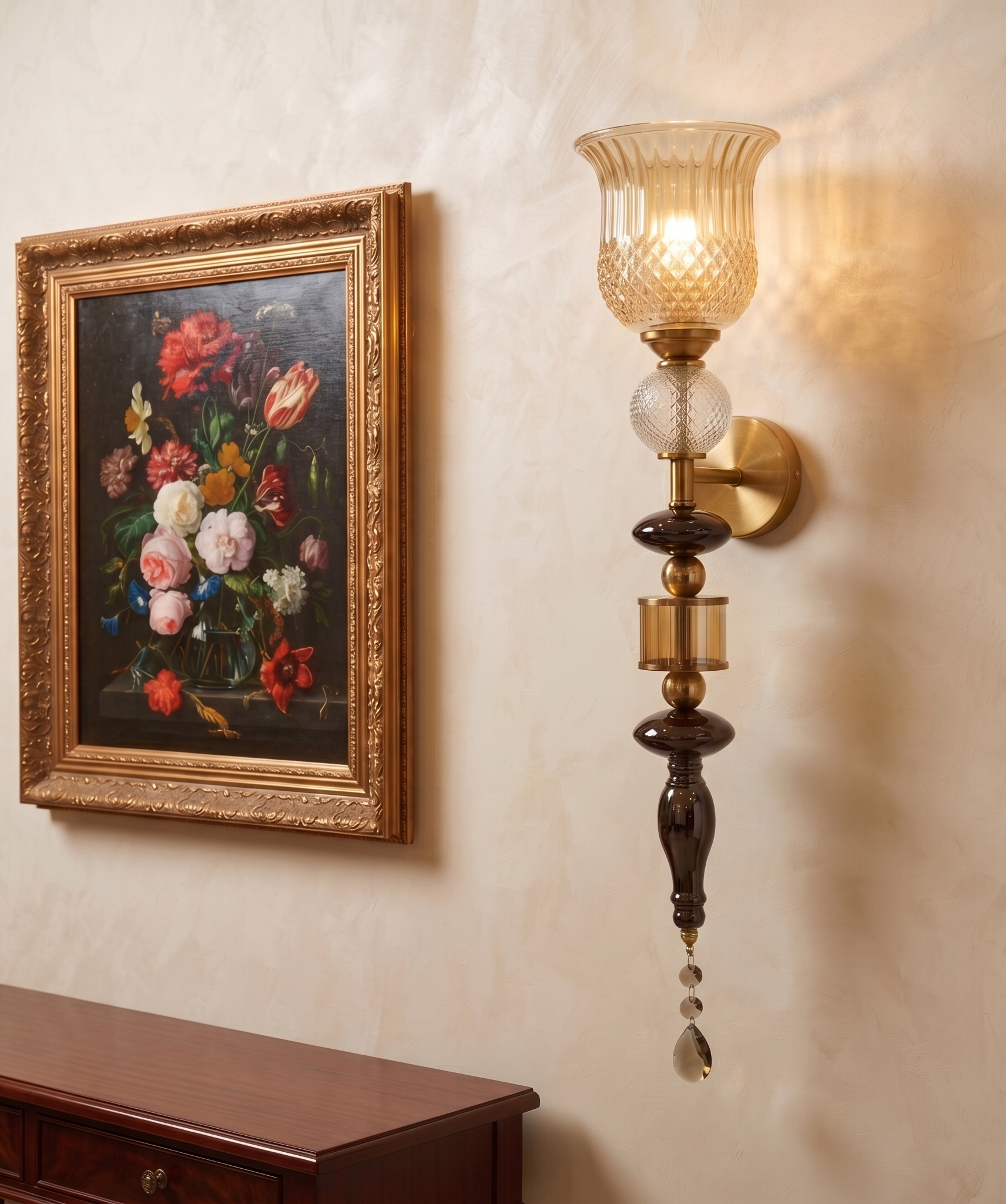 Sultan’s Eclipse (Glass, Amber Smoke) Wall Light