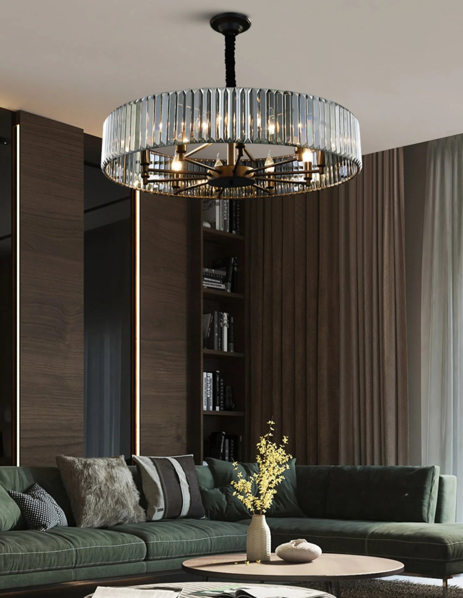 Black Metal Smokey Crystal Led Chandelier