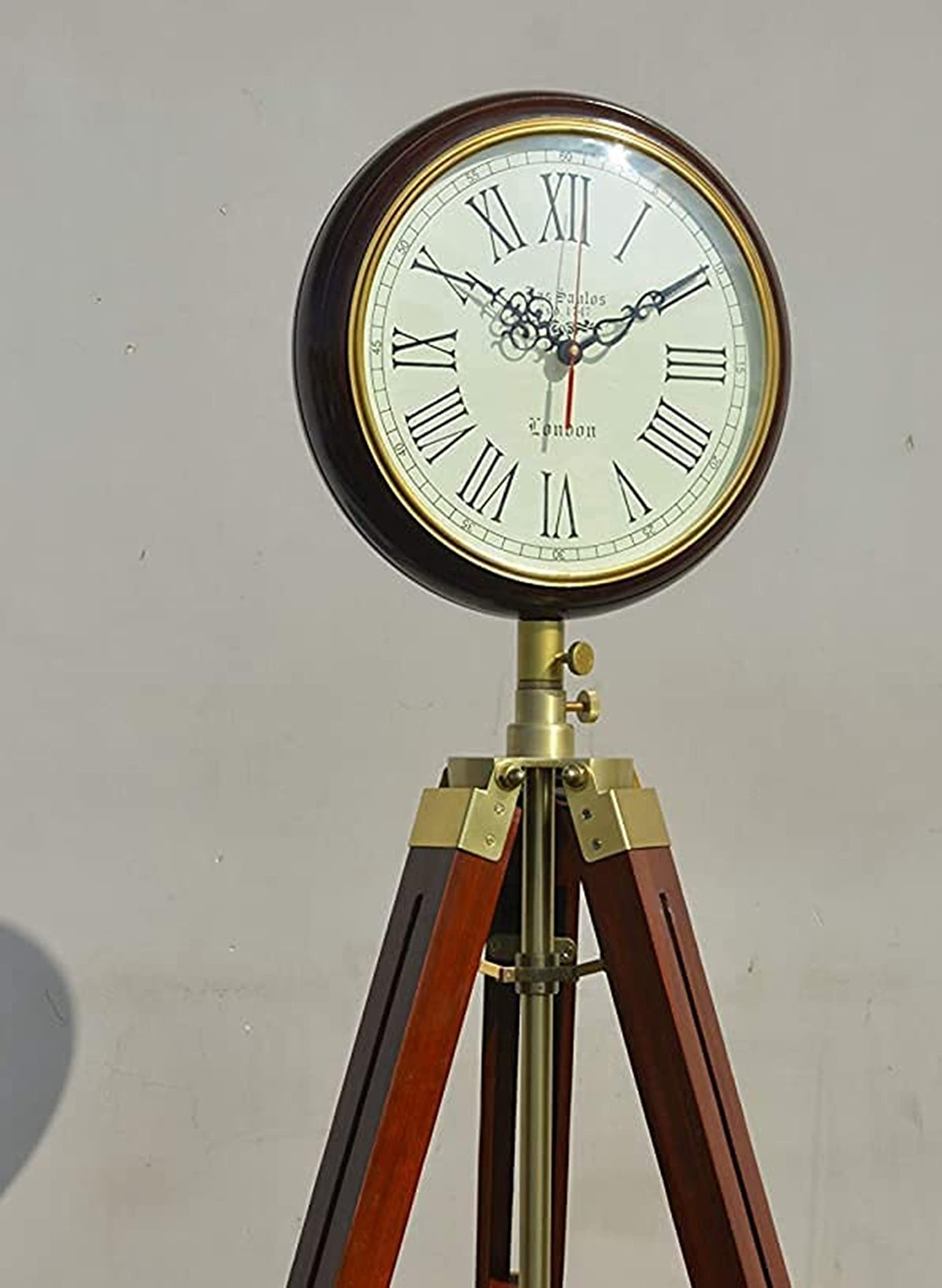 Handmade Wooden Tripod Stand Clock