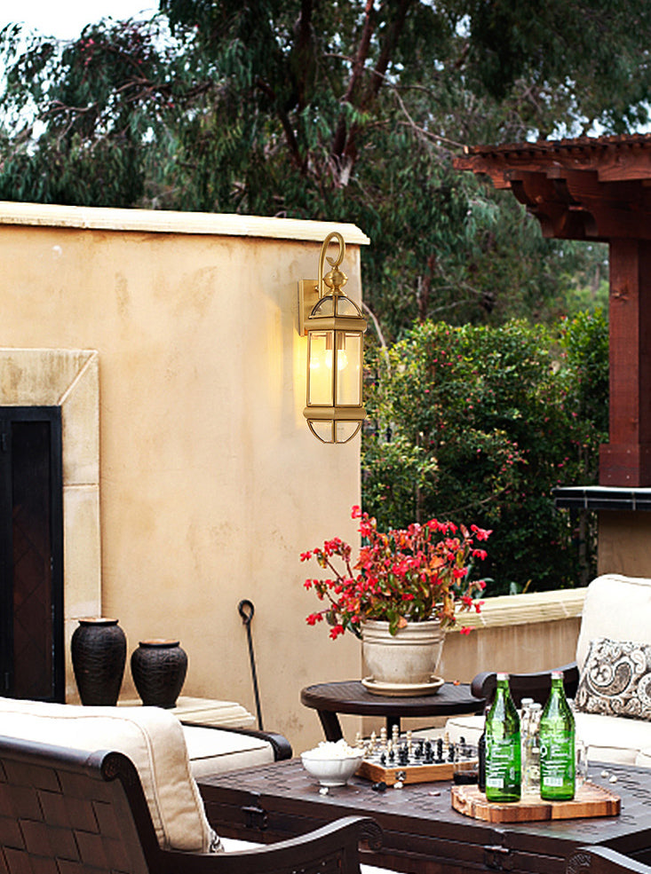 Fixture Brass Gold Exterior Wall Light