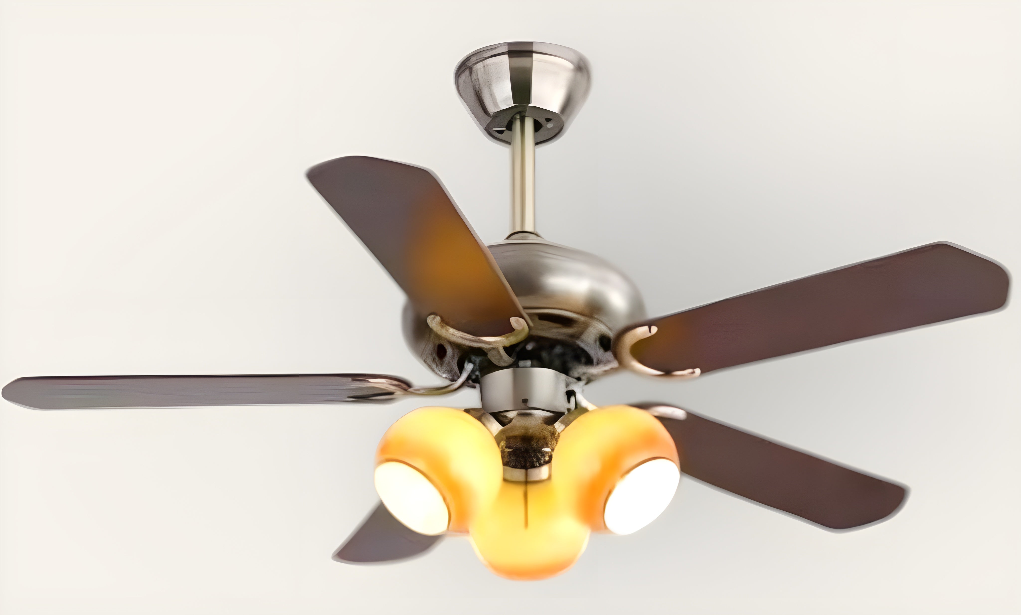Sunset Gale (48 inches Span, Brown Blades, Frosted Glass Chandelier) Ceiling Fan