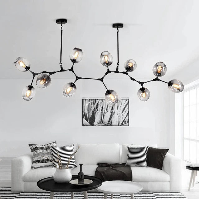 Head Smokey Grey Glass Chandelier