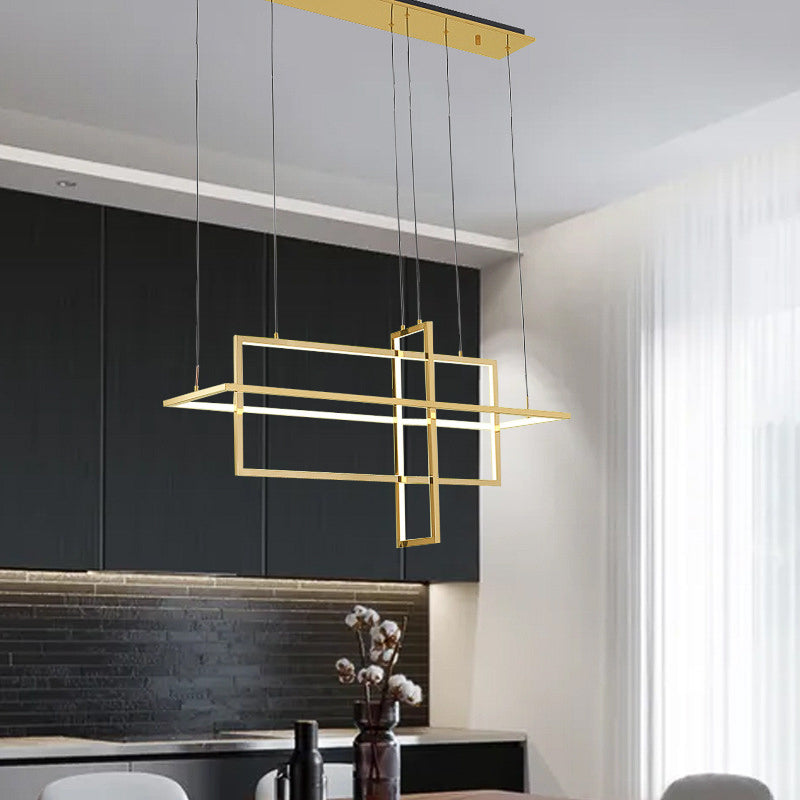 Rectangular Ring Brass Gold Chandelier