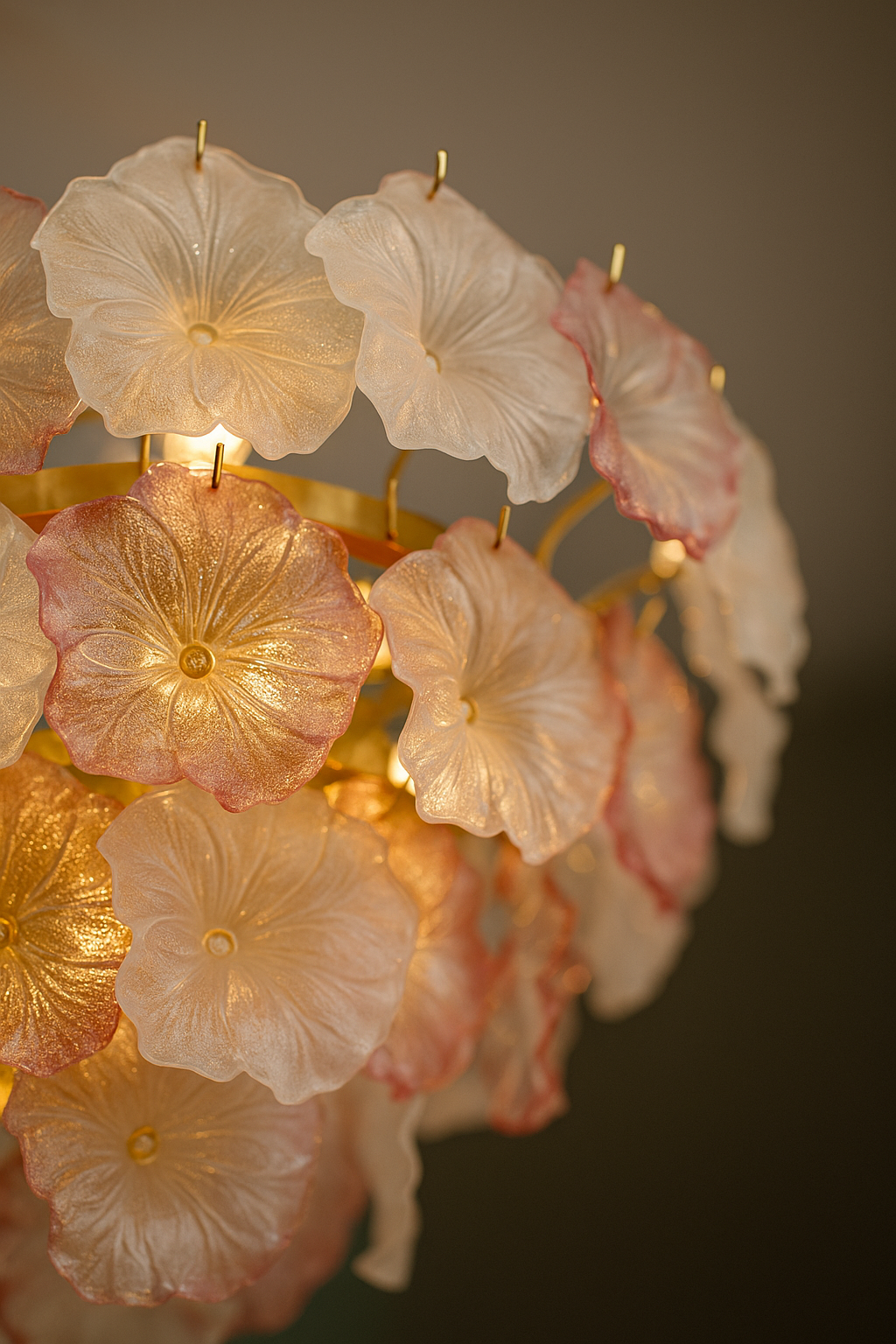 600 MM Luxury Floral Glass Chandelier with Petal Design