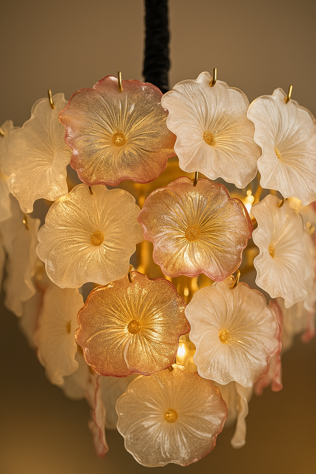 600 MM Luxury Floral Glass Chandelier with Petal Design