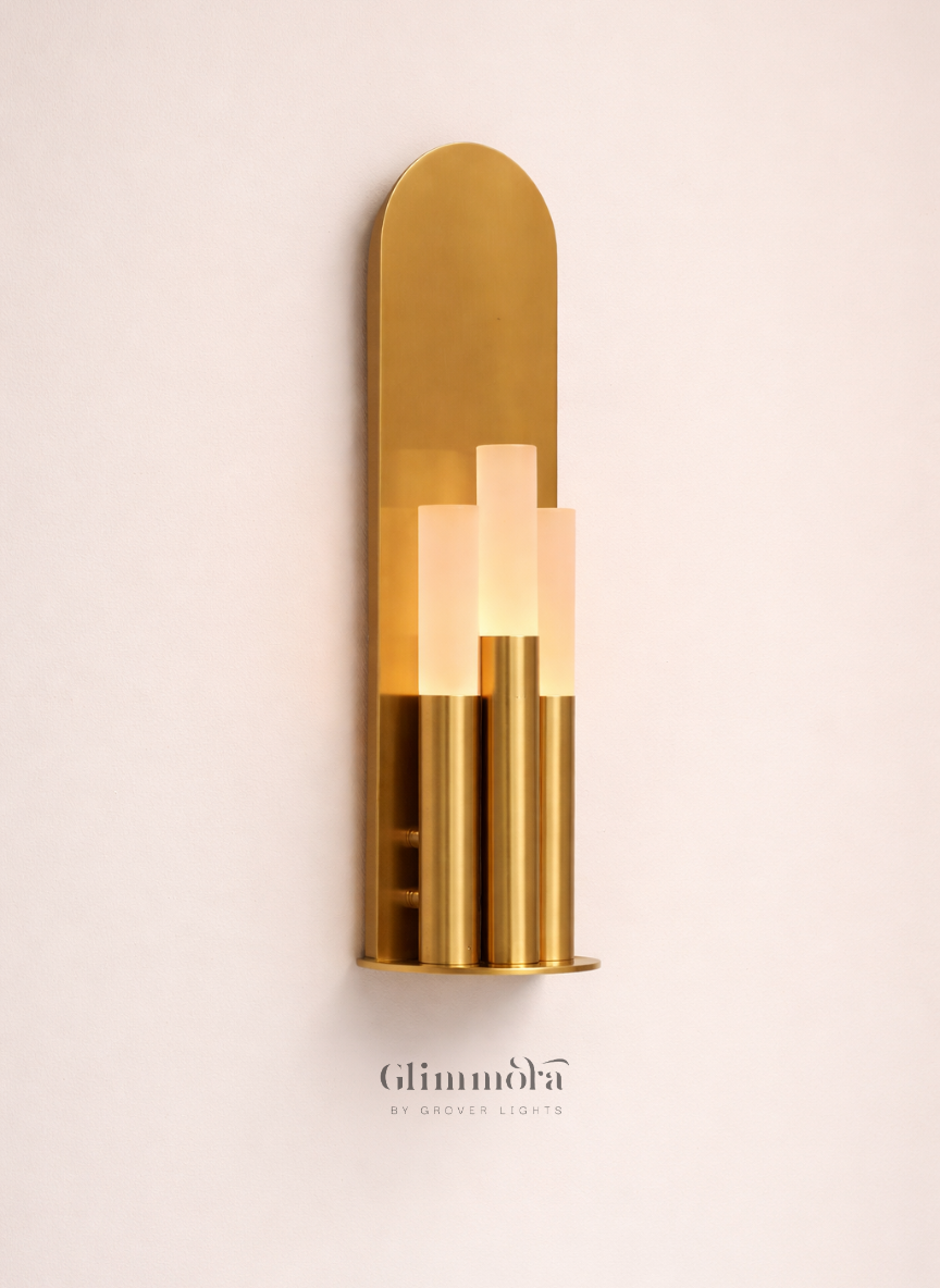 Triple Cylinder Brass Wall Light