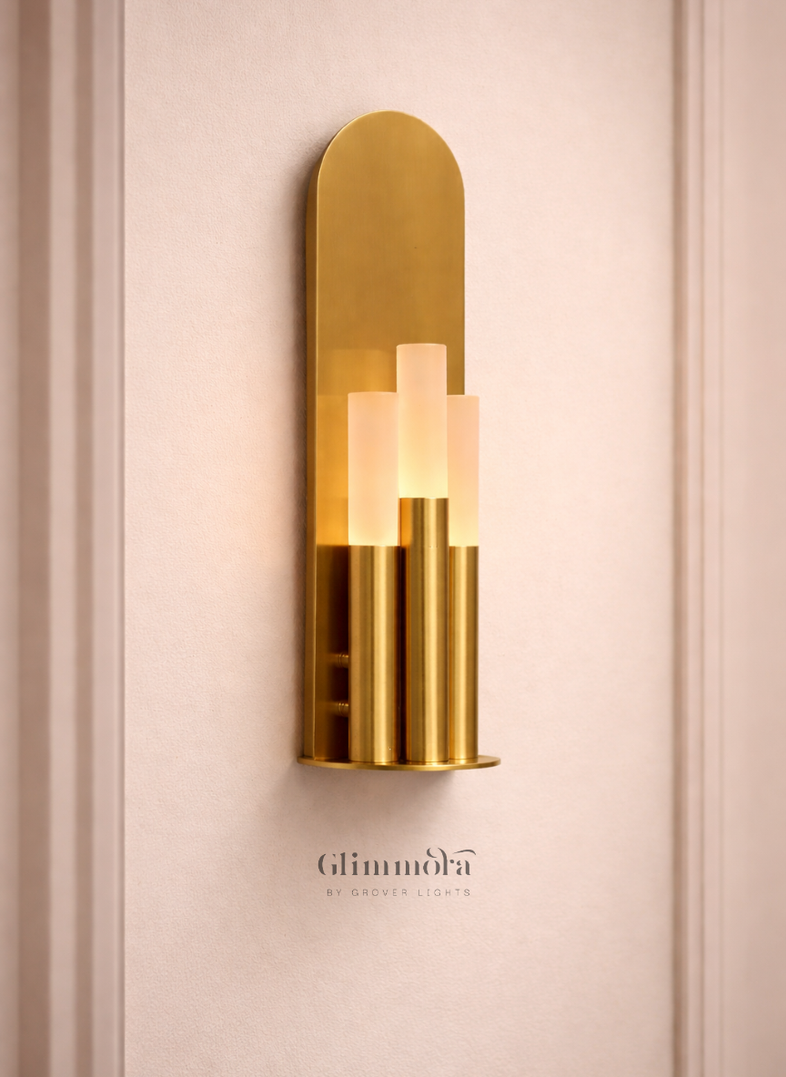 Triple Cylinder Brass Wall Light