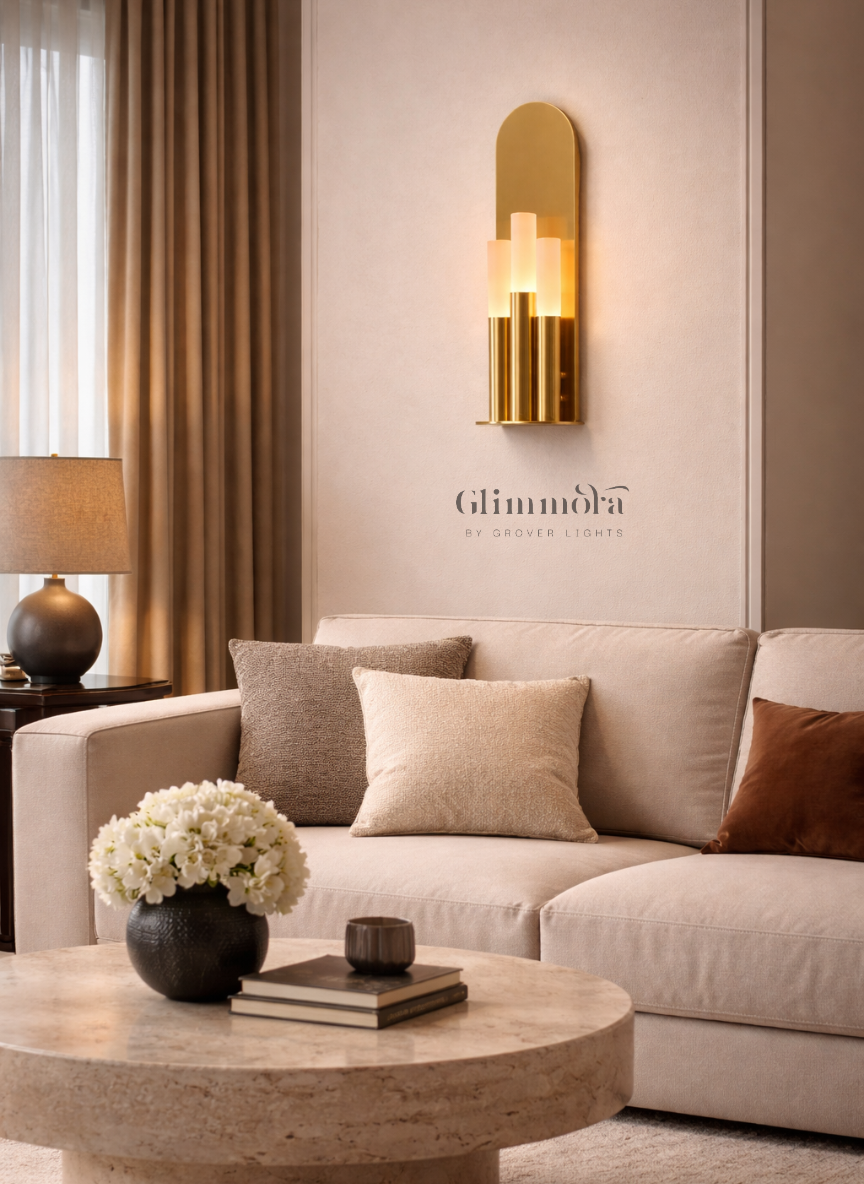Triple Cylinder Brass Wall Light
