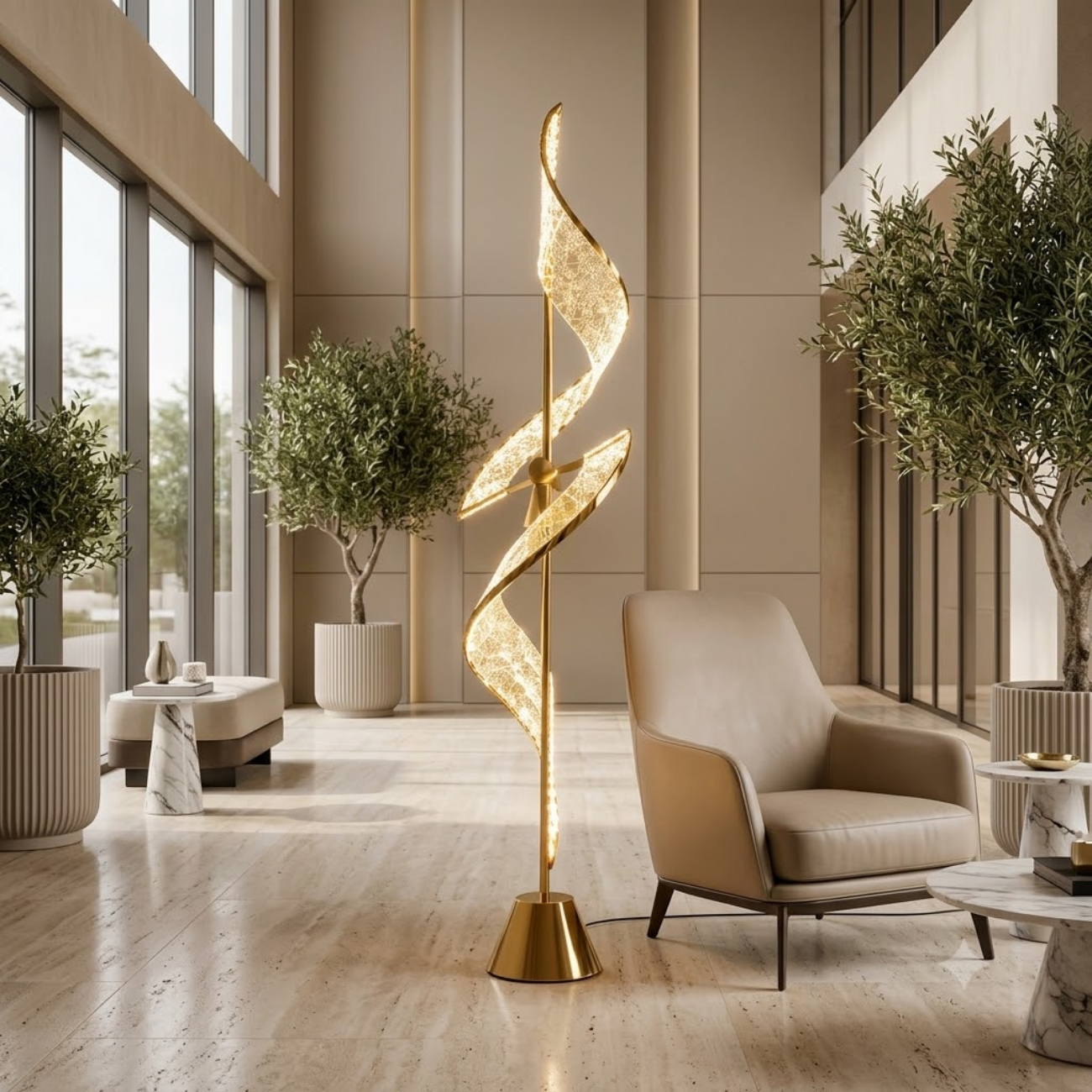 Twisted Ribbon LED Floor Lamp