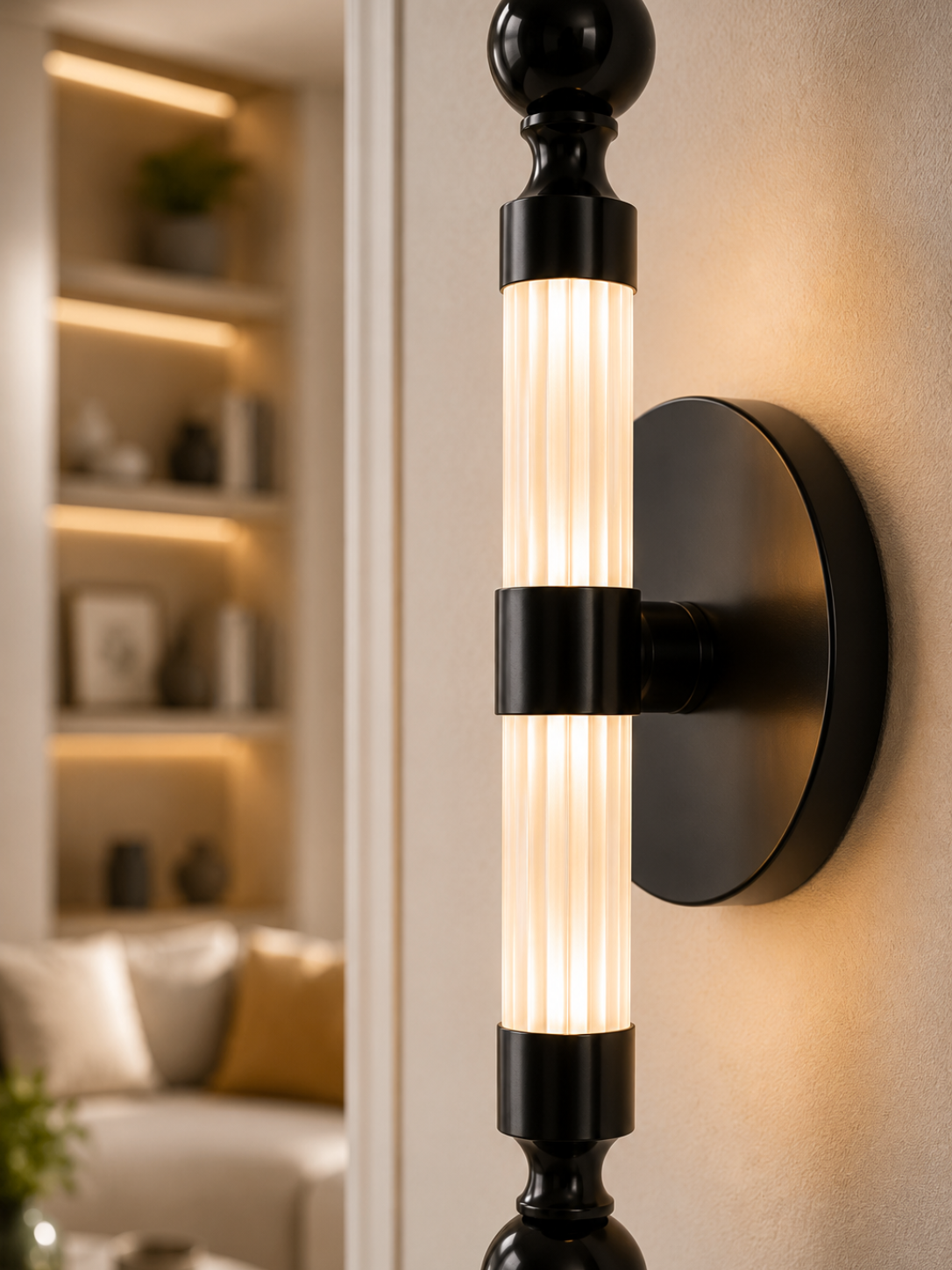 Modern Gold/Black Crystal LED Wall Light for Bedroom & Living Room