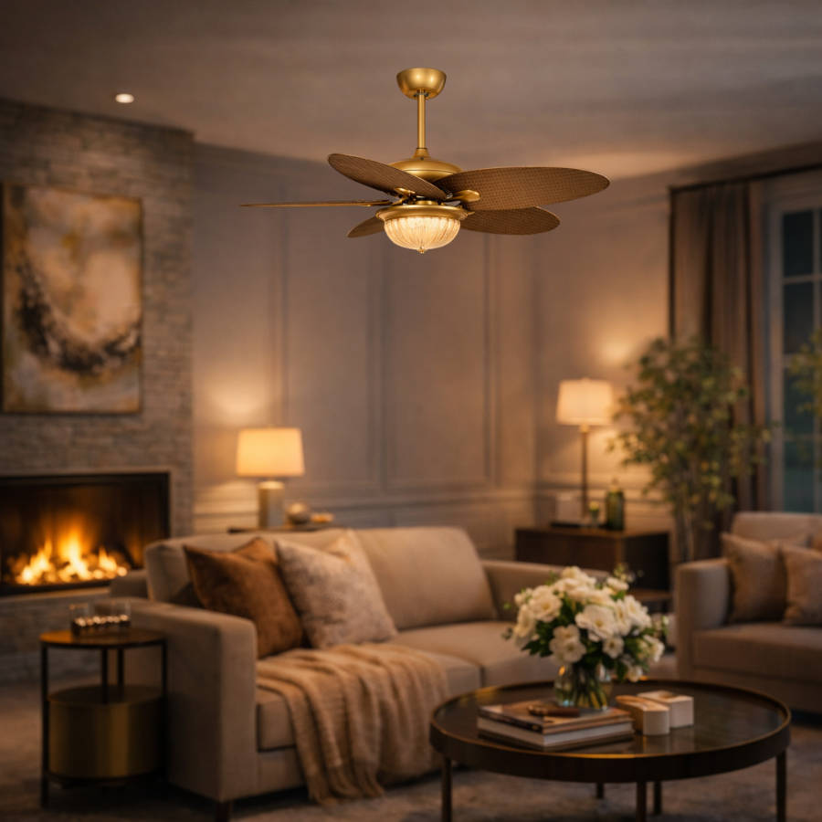 Tropical Palm Leaf LED Ceiling Fan with Remote