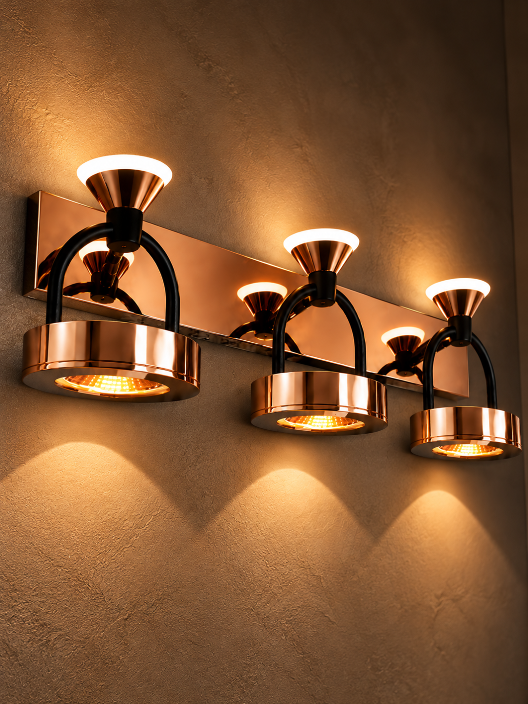 Rose Gold 3-Light Up & Down Wall Lamp