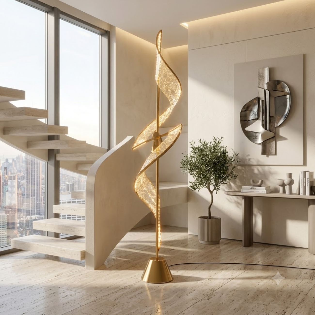 Twisted Ribbon LED Floor Lamp