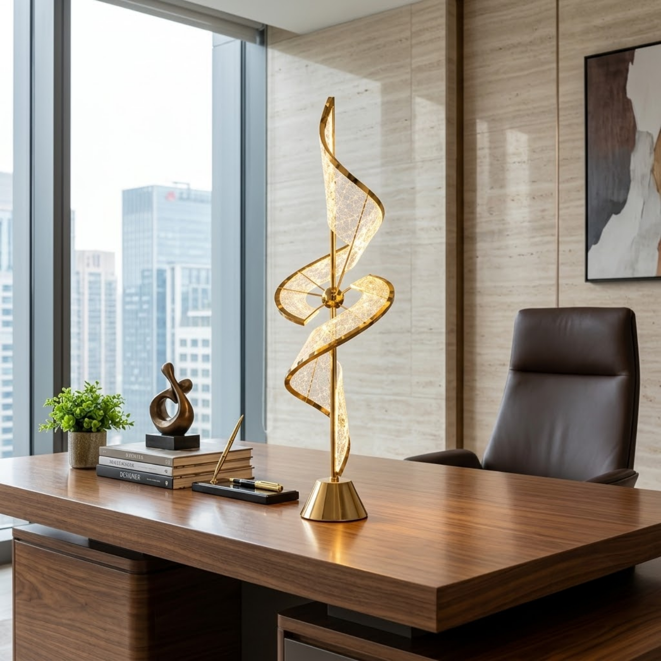 Twisted Ribbon LED Table Lamp