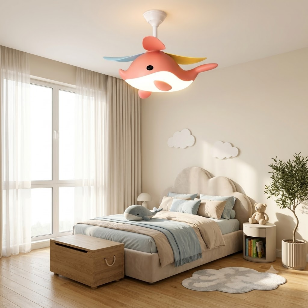 Whale Kids Ceiling Fan Light