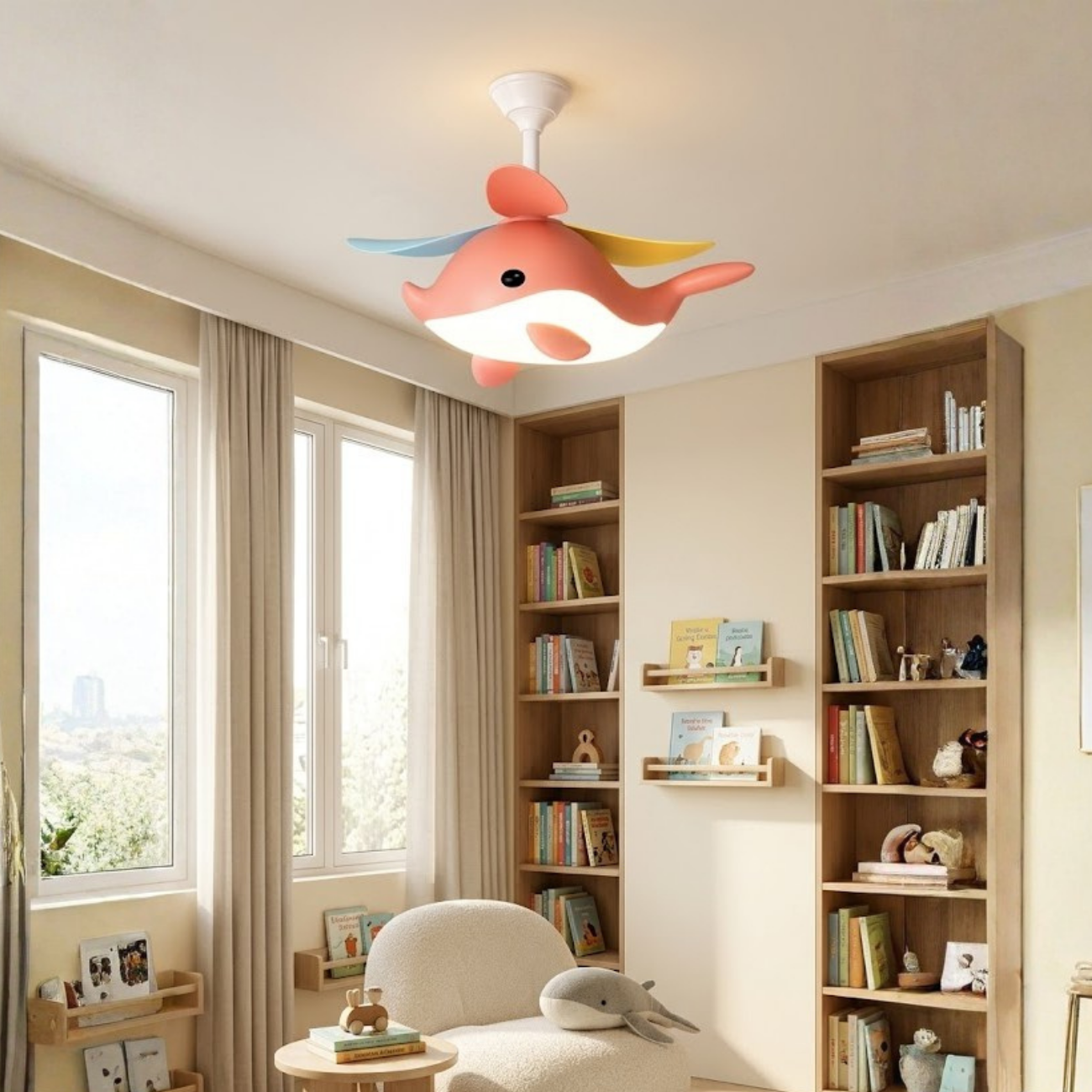 Whale Kids Ceiling Fan Light