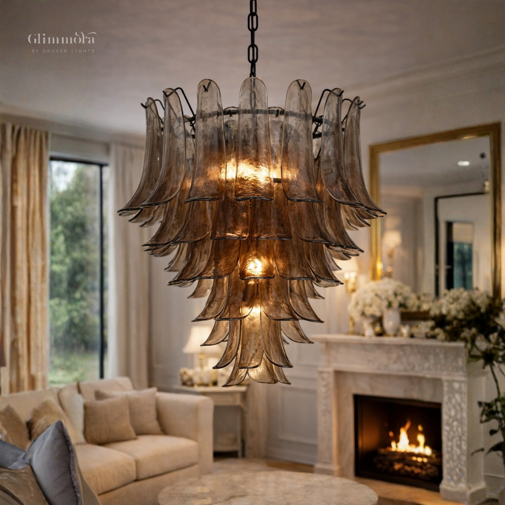 Smoked Glass Tiered Chandelier 800mm