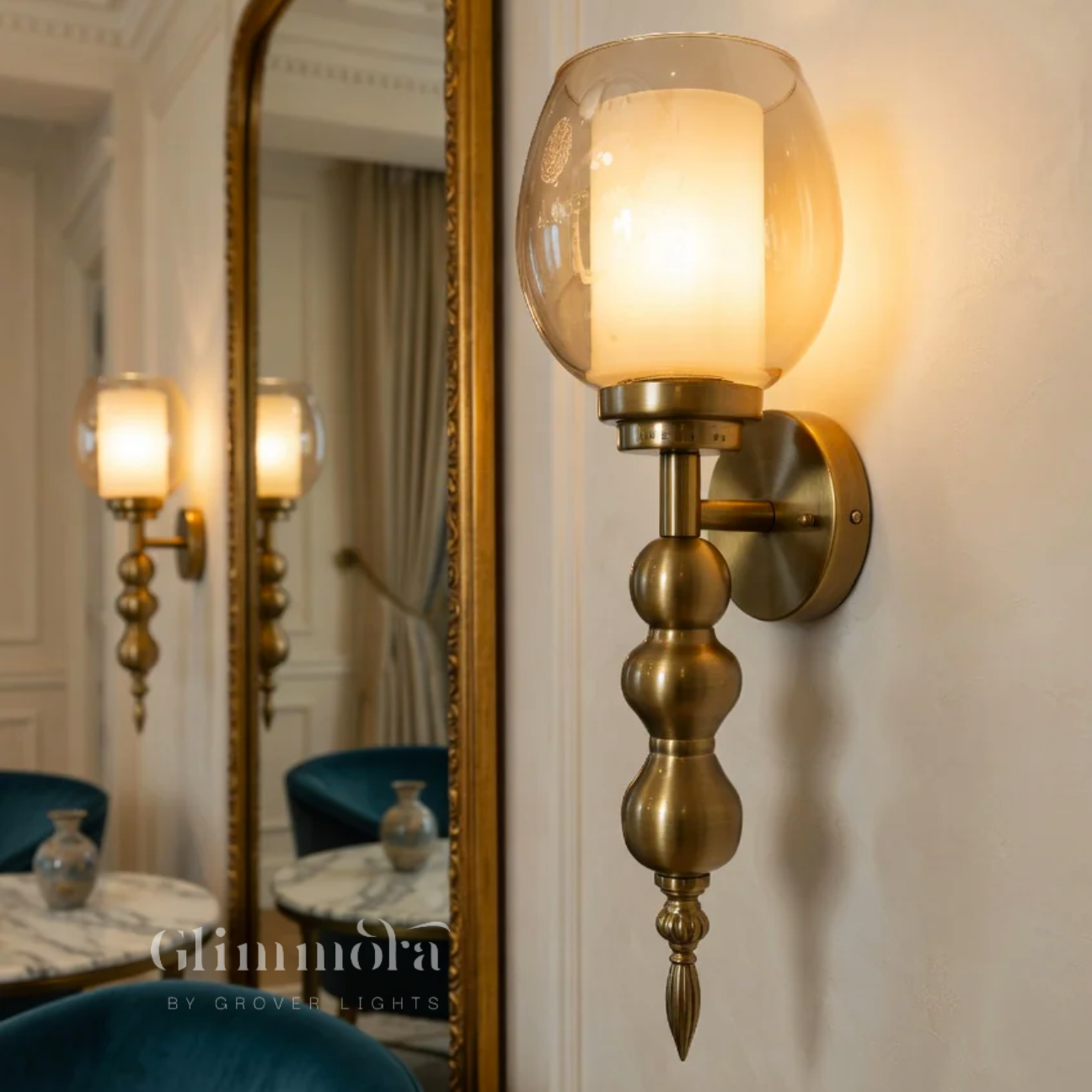 Cognac Amber Glass Wall Light